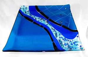 Bobbi Hirschkoff shadesofblue14_sqfusedglassplatter Bobbi Hirschkoff Shades of Blue Glass Platter